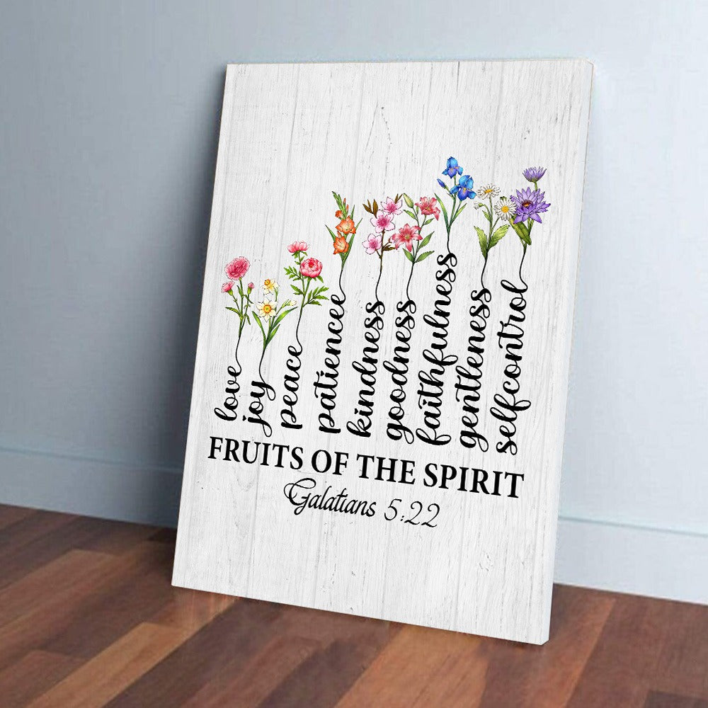 Personalized Family Birth Month Flowers, Fruit Of The Spirit Galatians 5:22-23 Tree Poster Canvas