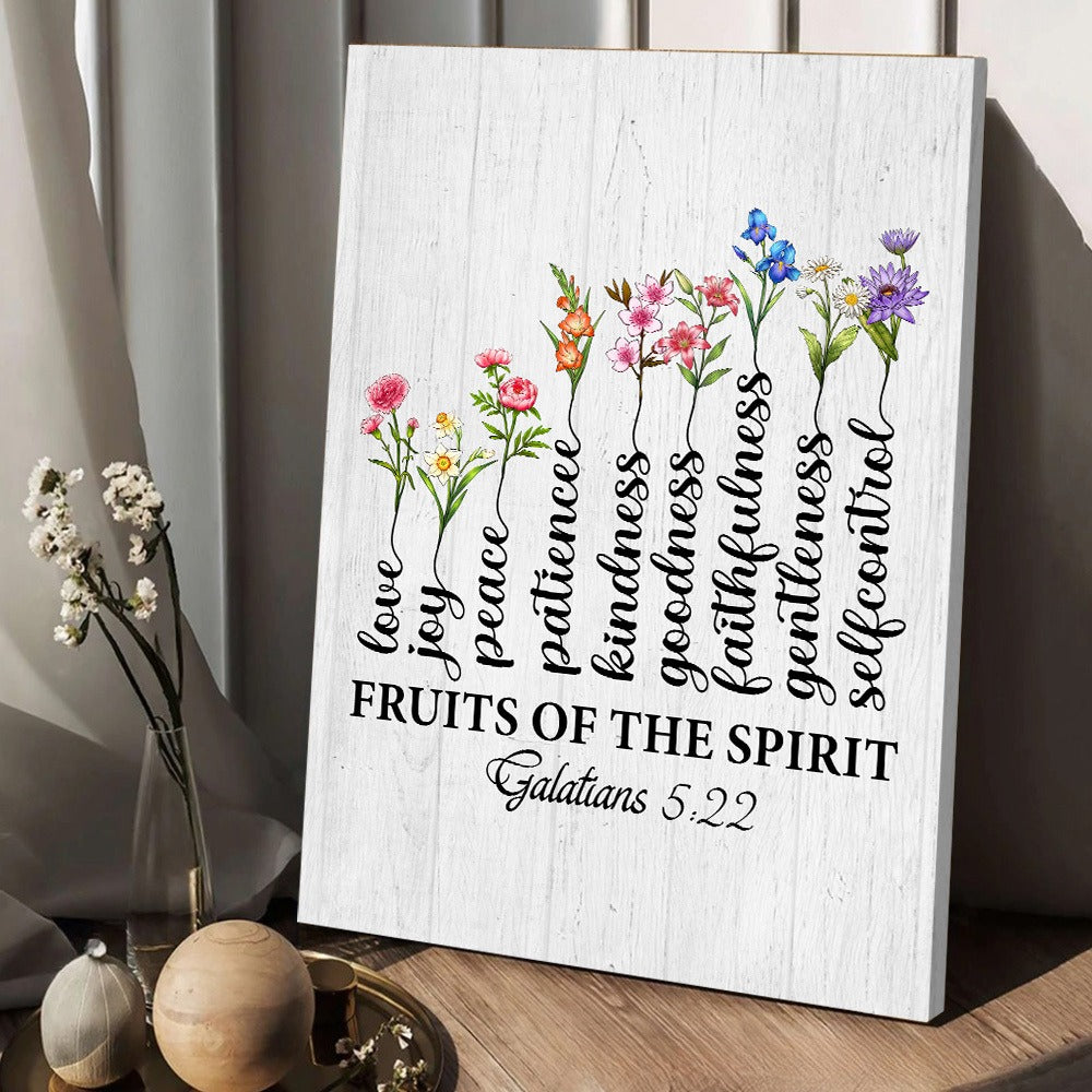 Personalized Family Birth Month Flowers, Fruit Of The Spirit Galatians 5:22-23 Tree Poster Canvas