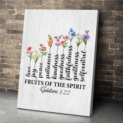 Personalized Family Birth Month Flowers, Fruit Of The Spirit Galatians 5:22-23 Tree Poster Canvas