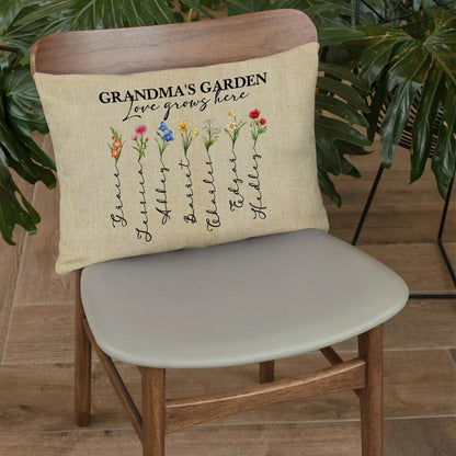 Personalized Family Birth Month Flowers, Grandma Birth Flower Pillow