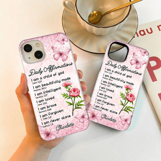 Personalized Flower Bible Verse Daily Affirmations I Am A Child Of God Phone Case