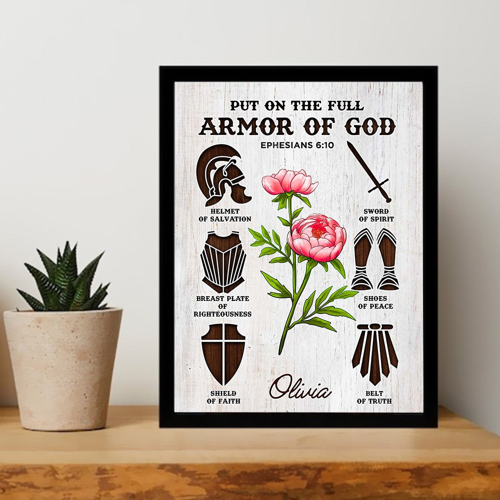 Personalized Flower Bible Verse Put On The Full Armor Of God-Ephesians 6:10 Poster Canvas