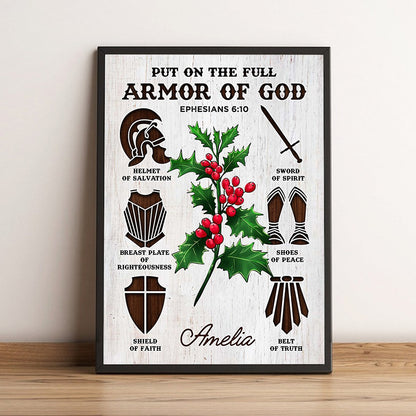 Personalized Flower Bible Verse Put On The Full Armor Of God-Ephesians 6:10 Poster Canvas