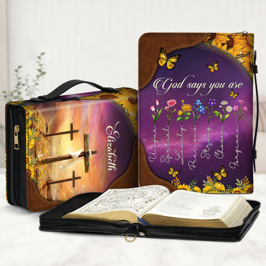 Personalized Flower You Are Beautiful Enough Victorious Princess Leather Bible Cover