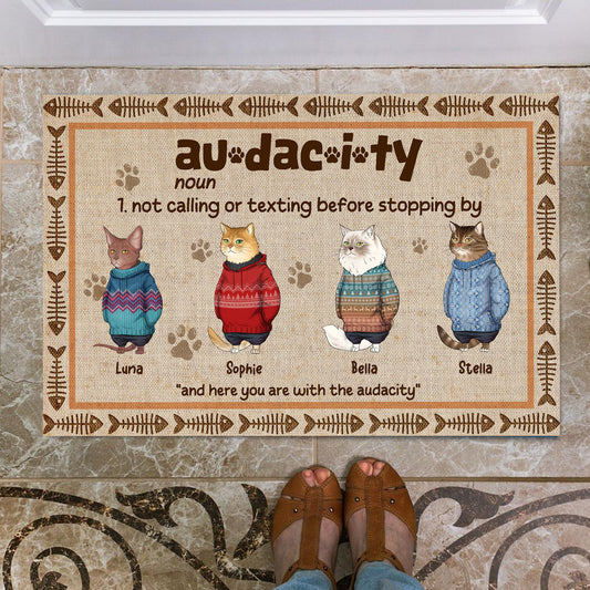 Personalized Funny Cat Audacity Definition Doormat