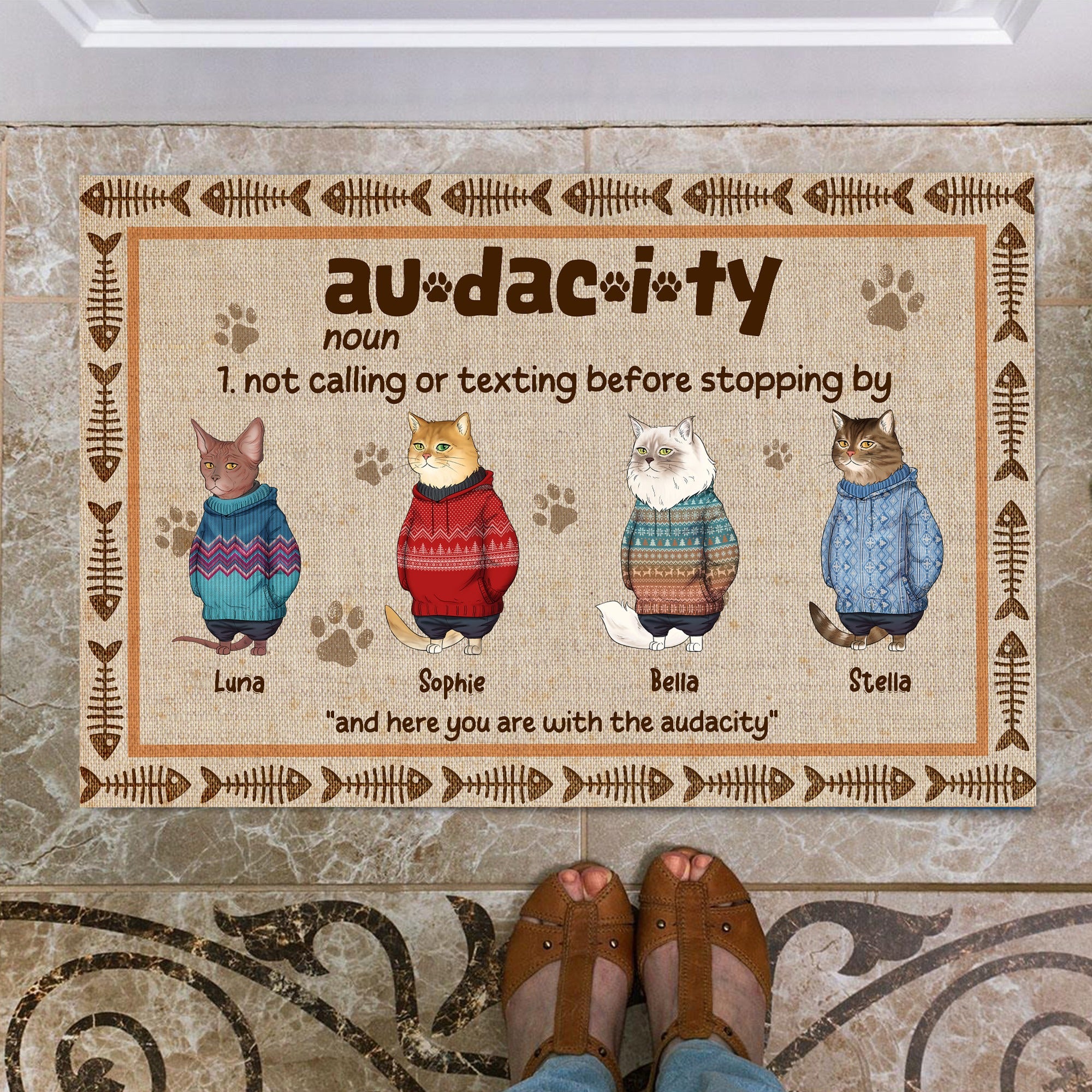 Personalized Funny Cat Audacity Definition Doormat