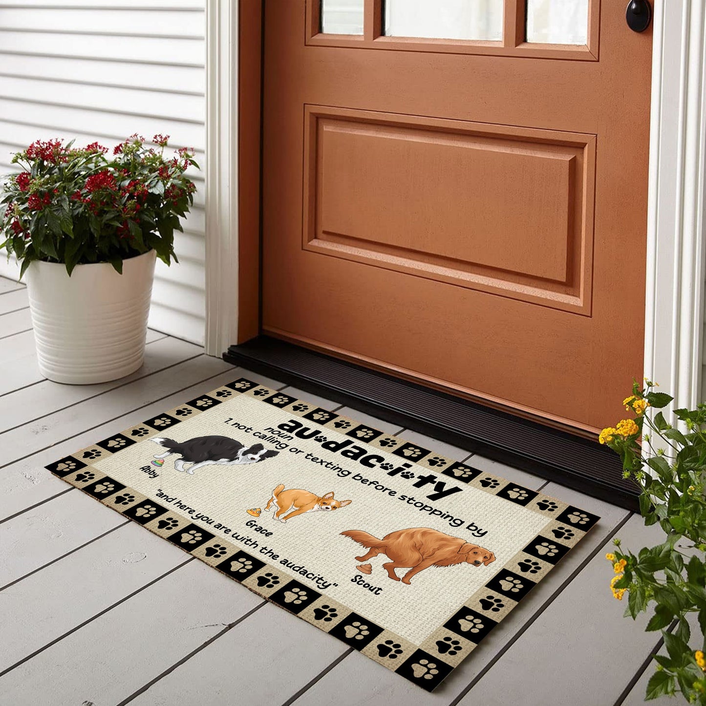 Personalized Funny Dog Audacity Definition Doormat