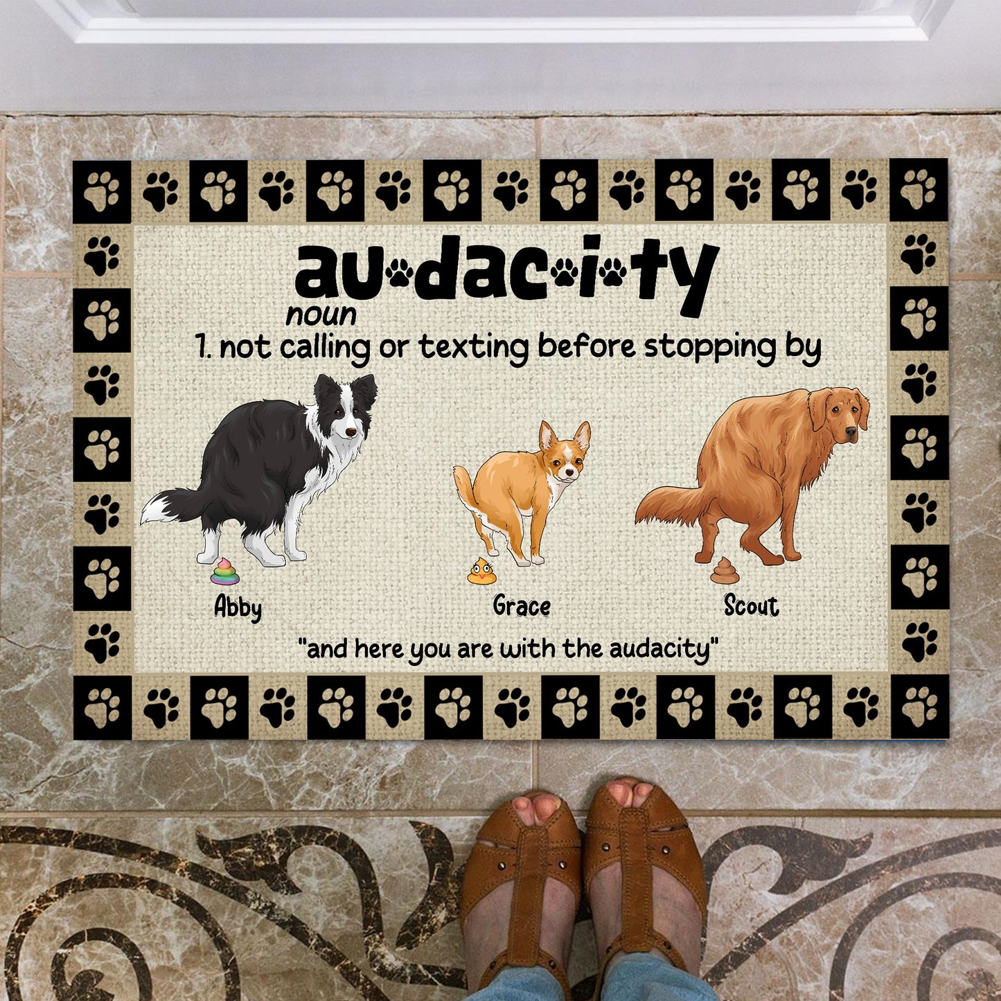 Personalized Funny Dog Audacity Definition Doormat