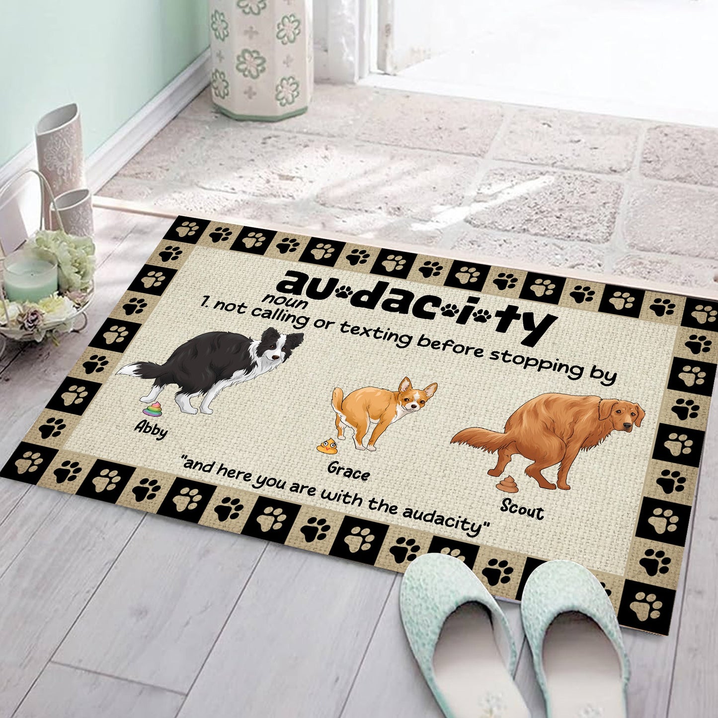 Personalized Funny Dog Audacity Definition Doormat