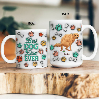 Personalized Funny Dog Best Dog Dad Ever 3D Inflated Effect Printed Mug