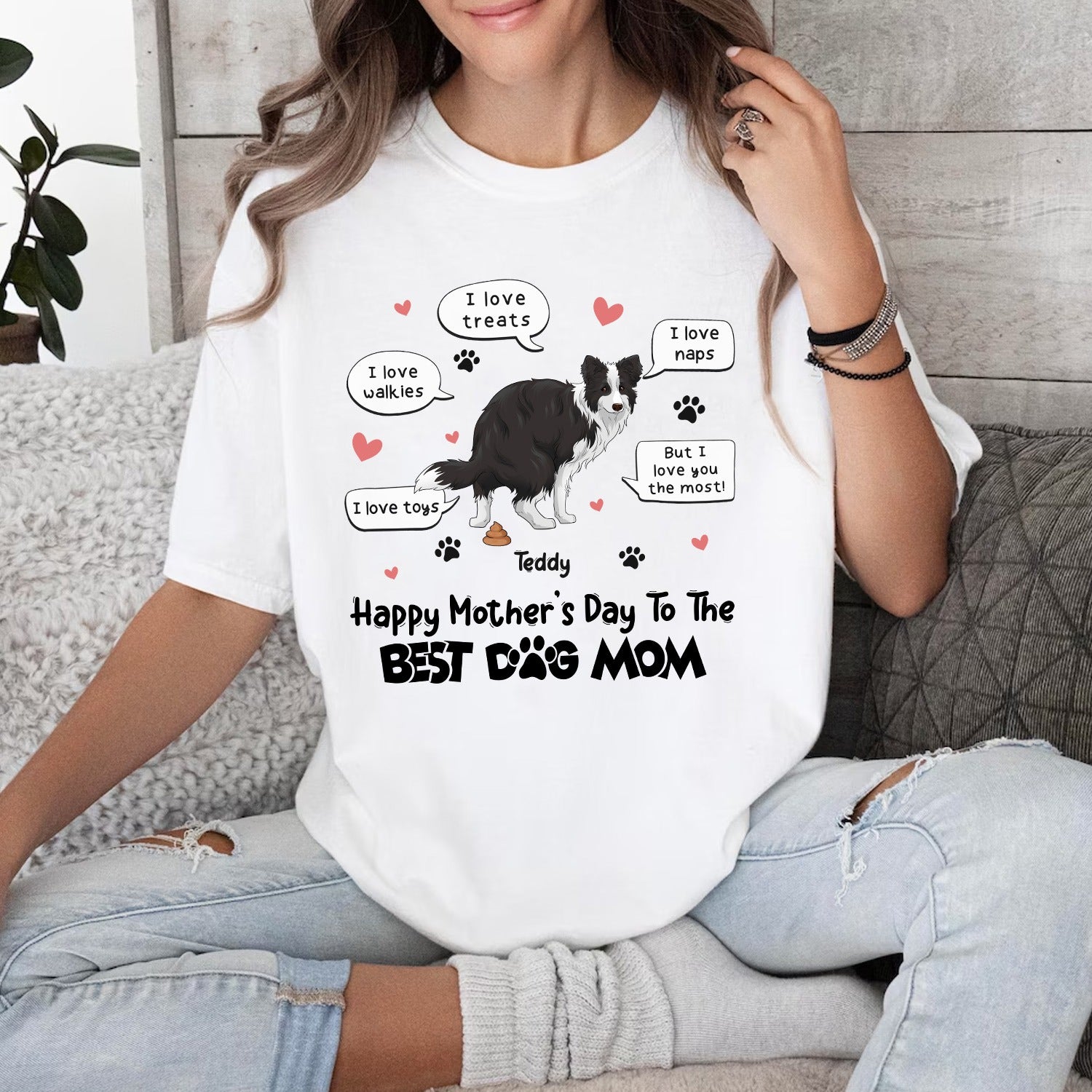 Personalized Funny Dog I Love Treats I Love Walkies Happy Mother's Day To The Best Dog Mom T-Shirt