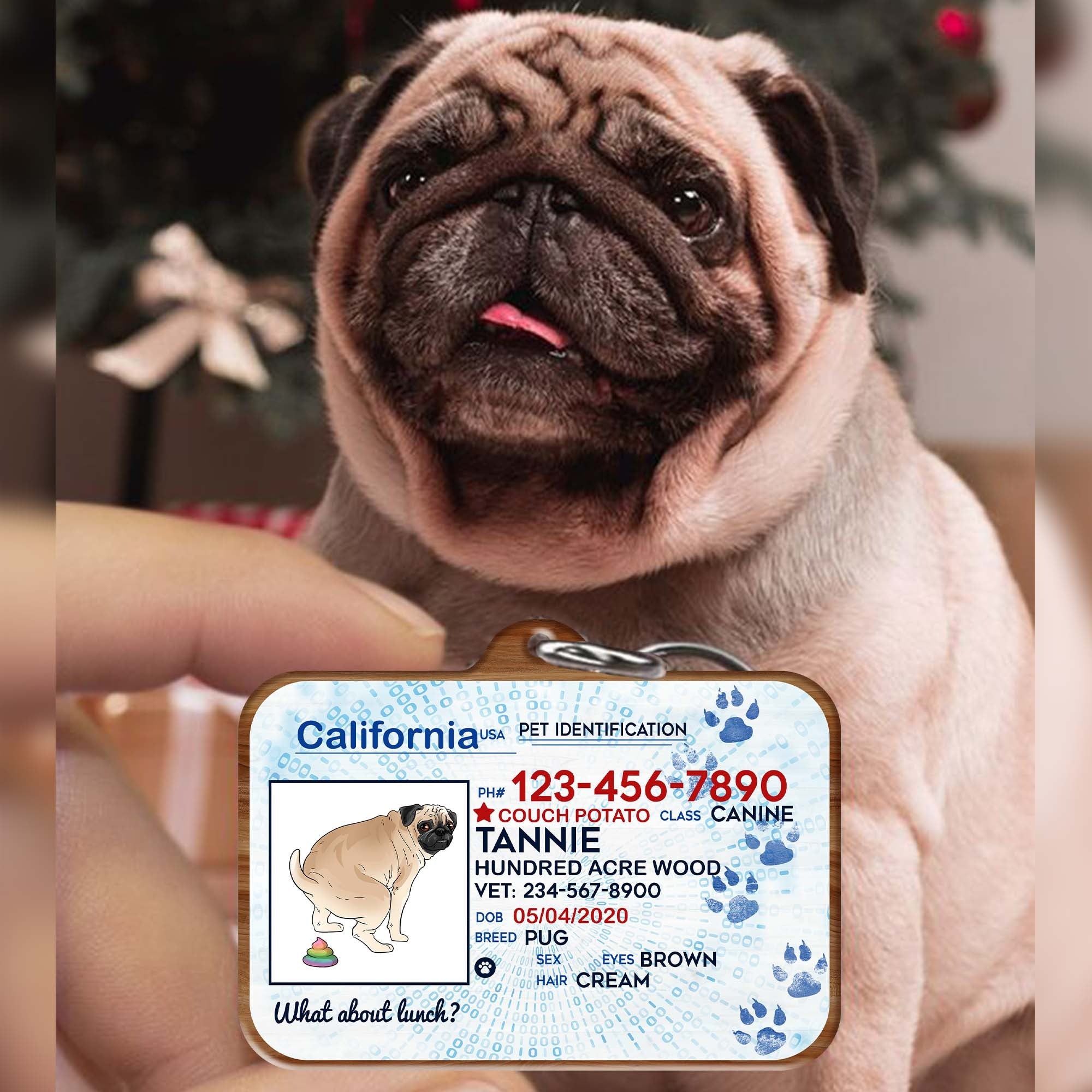 Personalized Funny Dog License Tag ID Keychain