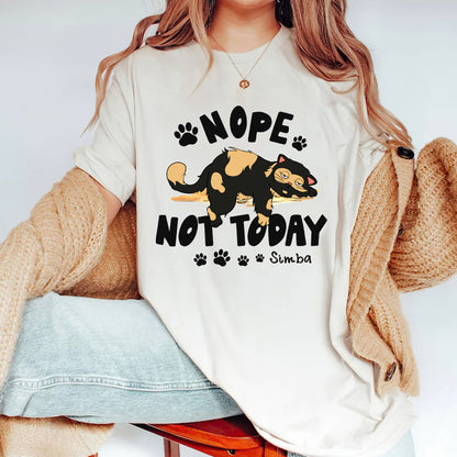 Personalized Funny Lazy Cat Nope Not Today T-Shirt