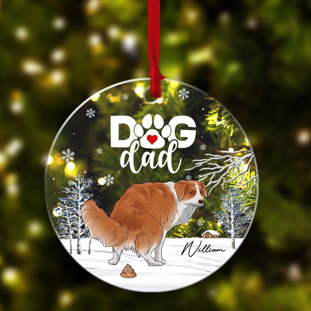 Personalized Funny Pooping Dog Christmas Acrylic Ornament