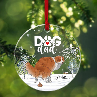 Personalized Funny Pooping Dog Christmas Acrylic Ornament