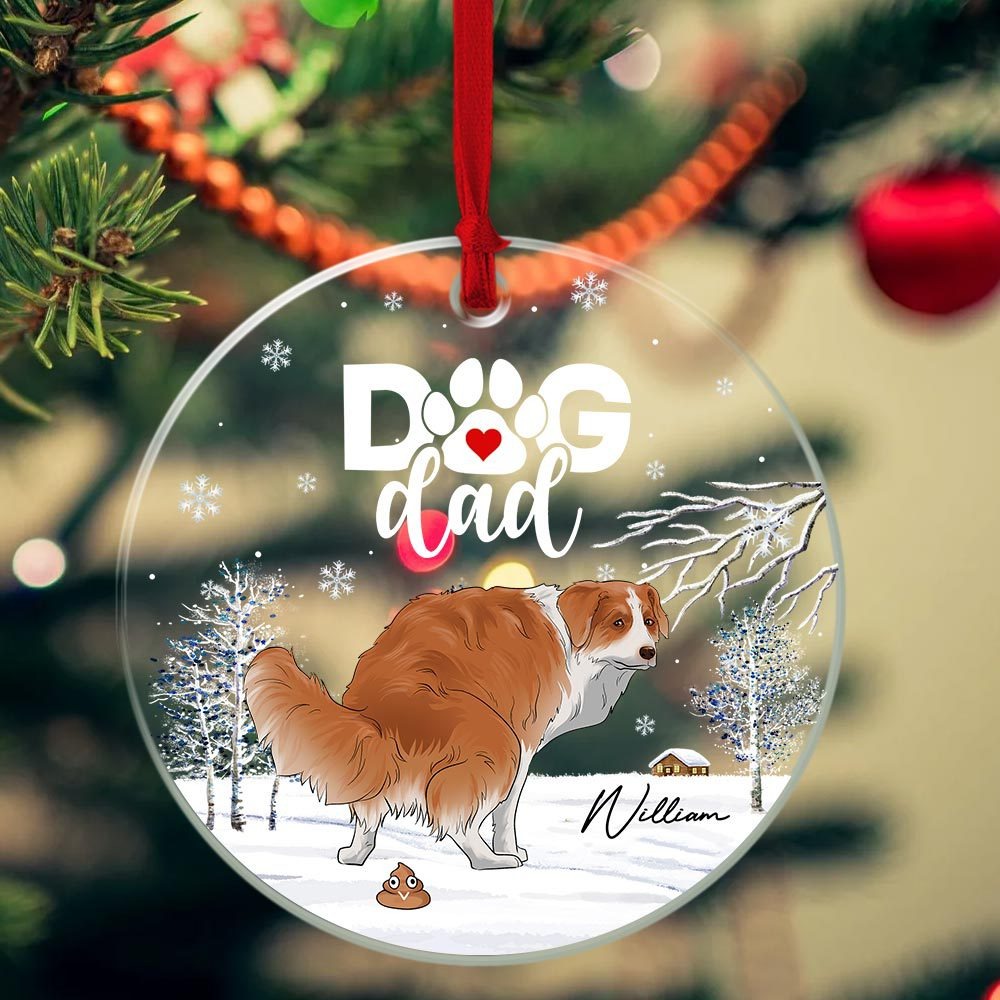 Personalized Funny Pooping Dog Christmas Acrylic Ornament