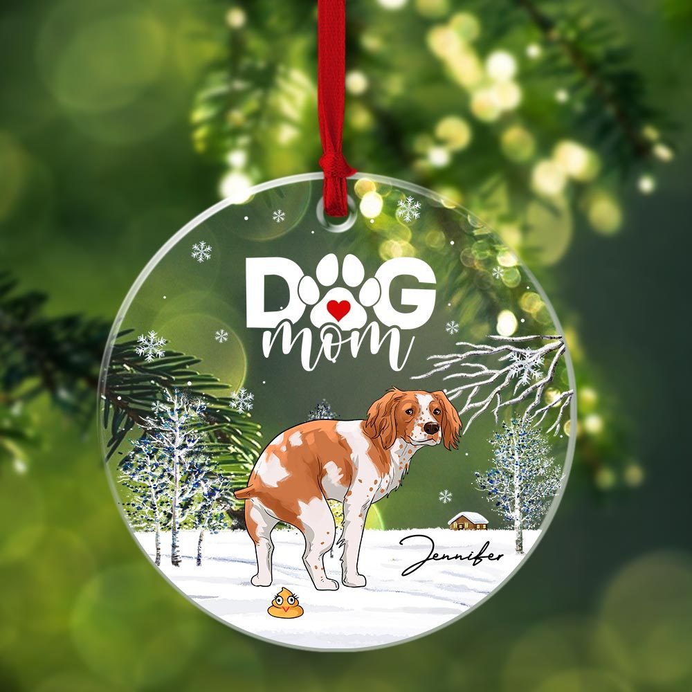 Personalized Funny Pooping Dog Christmas Acrylic Ornament