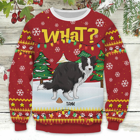 Personalized Funny Pooping Dog Christmas Ugly Sweatshirt