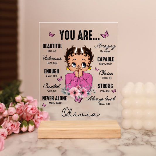 Personalized Vintage Girl, You Are Beautiful Amazing Victorious Capable Acrylic Plaque