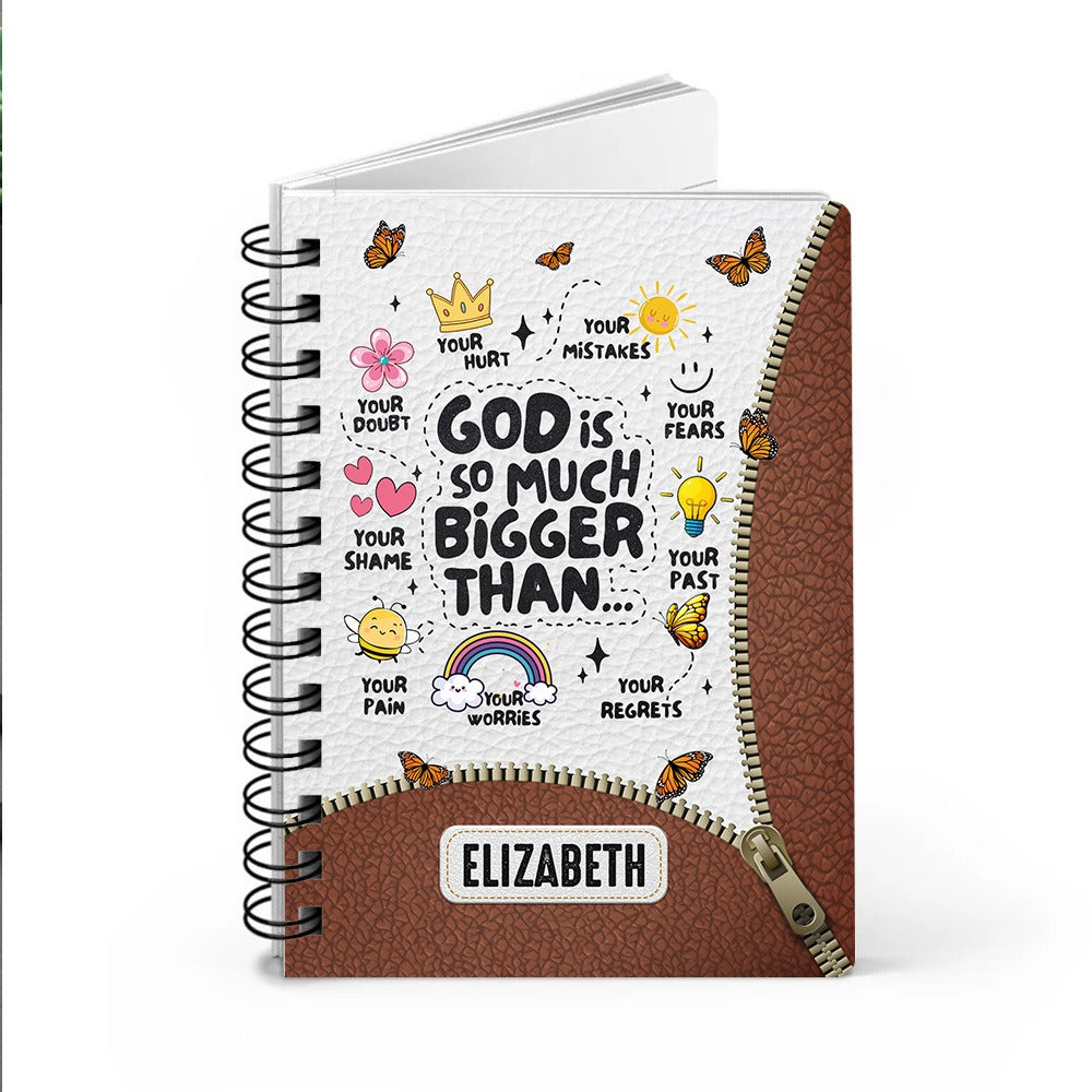 Personalized God is Much Bigger Than Faith-Inspired Christian Spiral Journal