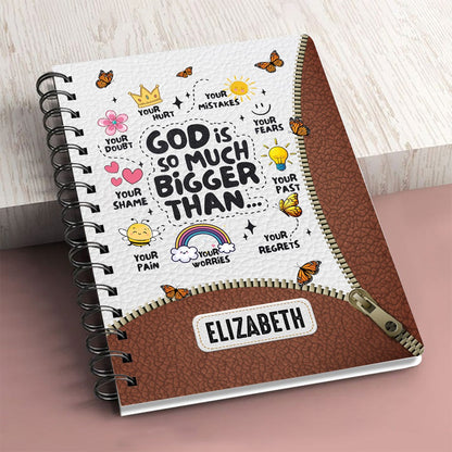 Personalized God is Much Bigger Than Faith-Inspired Christian Spiral Journal