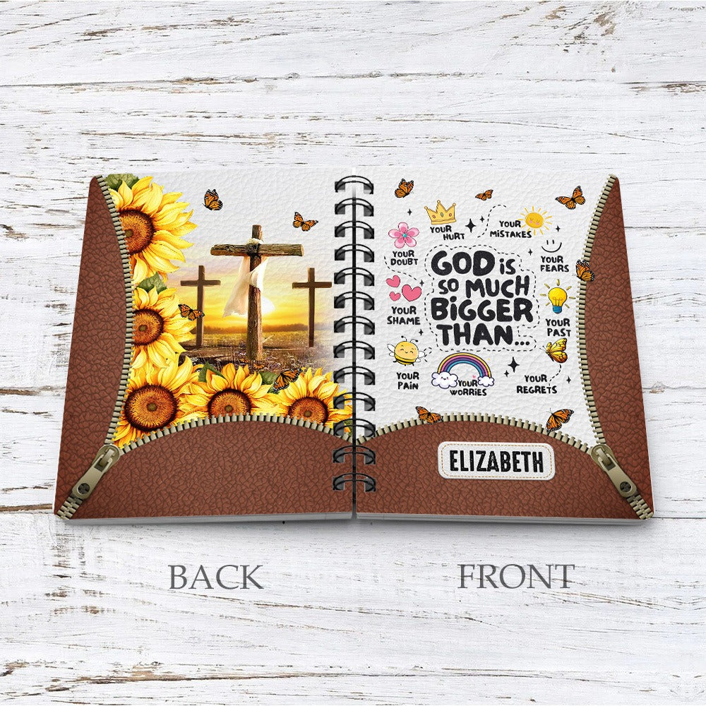 Personalized God is Much Bigger Than Faith-Inspired Christian Spiral Journal