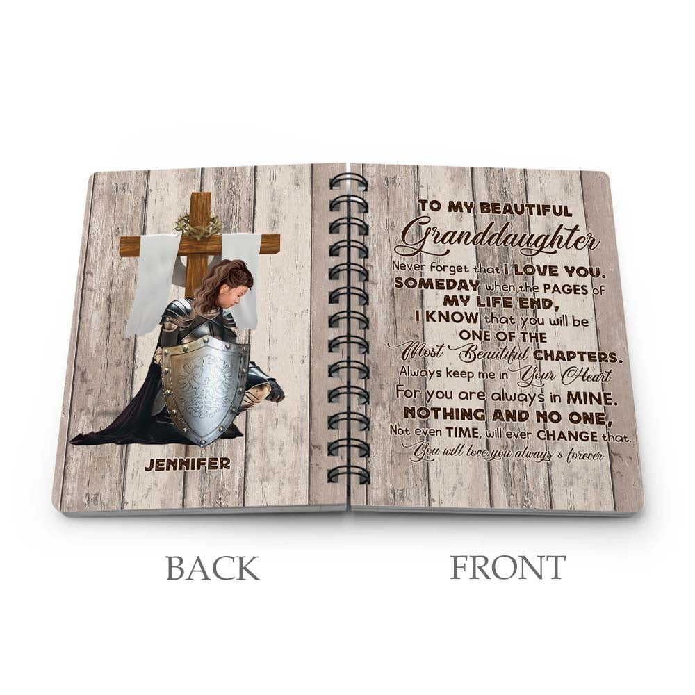 Personalized Grandaughter Warrior, To My Granddaughter Never Forget That I Love You Spiral Journal