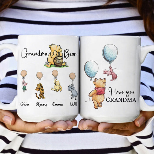 Personalized Grandma Hunny Bear Winnie The Pooh I Love you Grandma White Mug