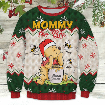 Personalized Grandma Honey Bear, Grandma To Bee Winnie The Pooh Christmas Ugly Sweatshirt