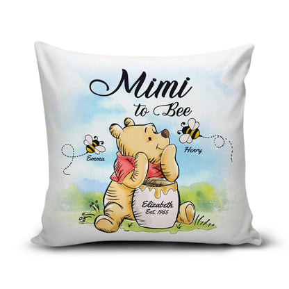 Personalized Grandma Honey Bear, Grandma To Bee Winnie The Pooh Canvas Throw Pillow