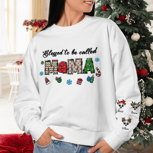 Personalized Grandma Mom Blessed To Be Called Grandma Christmas Sweatshirt