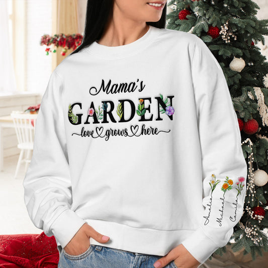 Personalized Grandma's Garden Custom Birth Month Flower Family Love Grows Here Sweatshirt