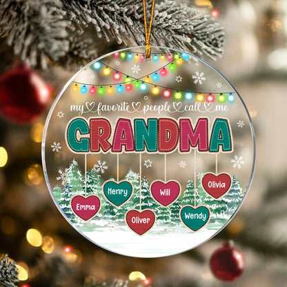 Personalized Grandma and Kid Christmas My Favorite People Call Me Grandma Acrylic Ornament