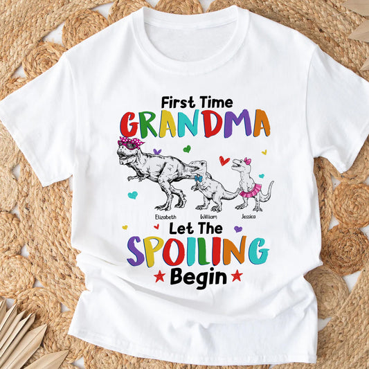 Personalized Grandmasaurus First Time Grandma Let The Spoiling Begin T-Shirt