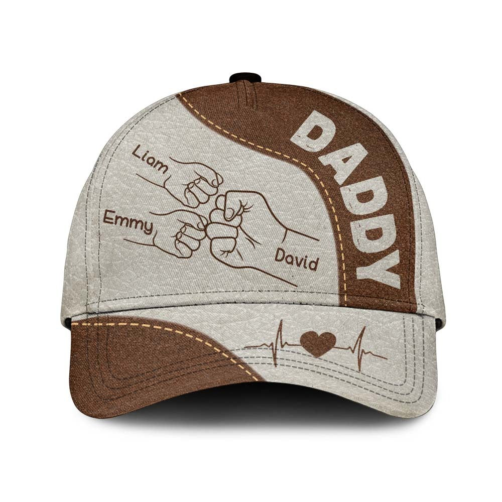 Personalized Grandpa Papa Daddy Fist Bump Fathers Day Over Print Classic Cap