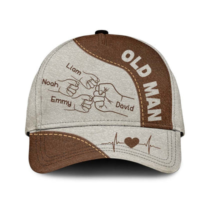 Personalized Grandpa Papa Daddy Fist Bump Fathers Day Over Print Classic Cap