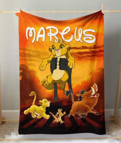 Personalized Lion Ruler Of The Jungle And Friends Themed Custom Name Blanket