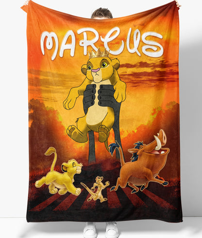 Personalized Lion Ruler Of The Jungle And Friends Themed Custom Name Blanket