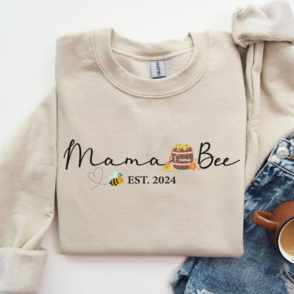 Personalized Mama Bee Sweatshirt with Kids' Name Sweatshirt