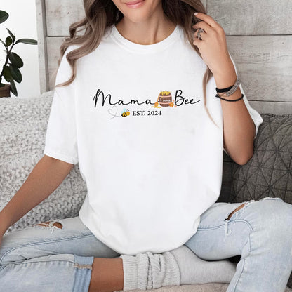 Personalized Mama Bee with Kids' Name T-Shirt