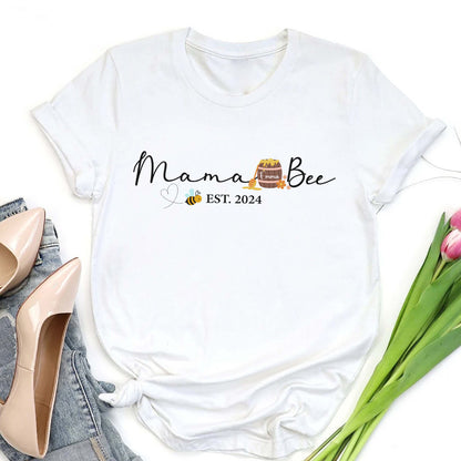 Personalized Mama Bee with Kids' Name T-Shirt