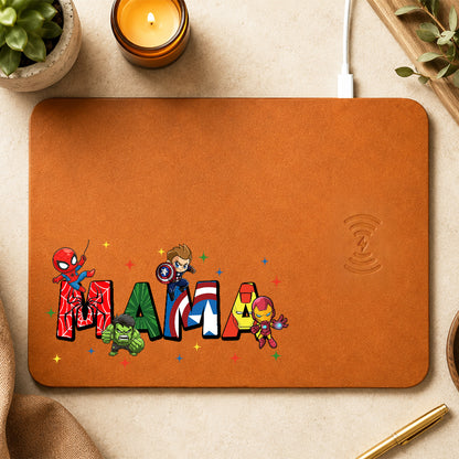 Personalized Mama Dada Cartoon Movie Family Gift Leather Charging Mat
