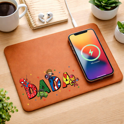 Personalized Mama Dada Cartoon Movie Family Gift Leather Charging Mat