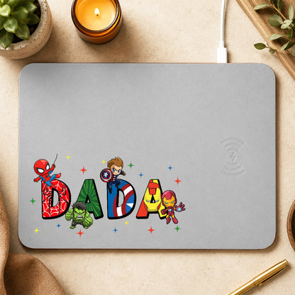 Personalized Mama Dada Cartoon Movie Family Gift Leather Charging Mat