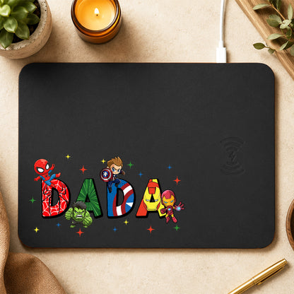 Personalized Mama Dada Cartoon Movie Family Gift Leather Charging Mat