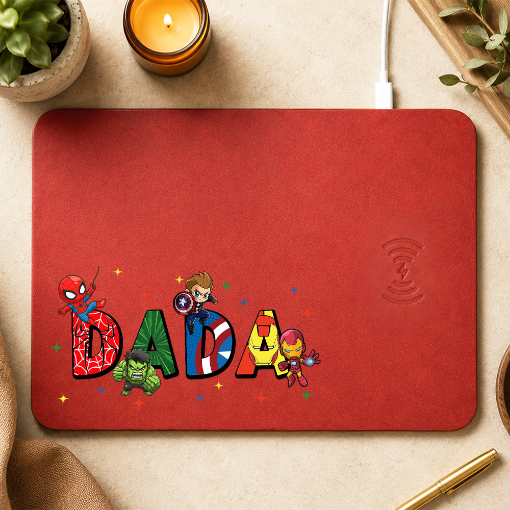 Personalized Mama Dada Cartoon Movie Family Gift Leather Charging Mat