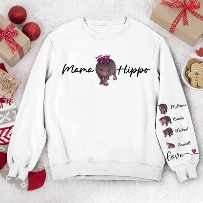 Personalized Mama Hippo With Love Baby Hippo, Hippo Mom Mothers Day Gift Sweatshirt