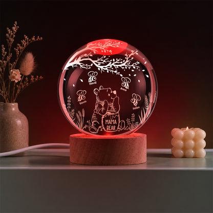 Personalized Mama Honey Bear Winnie The Pooh Crystal Ball Night Light