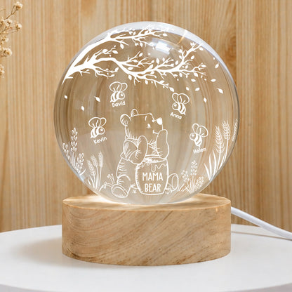 Personalized Mama Honey Bear Winnie The Pooh Crystal Ball Night Light