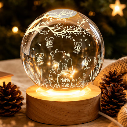 Personalized Mama Honey Bear Winnie The Pooh Crystal Ball Night Light